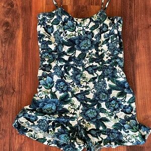 LOFT Blue and Green Floral Romper